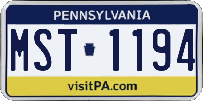 PA license plate MST1194
