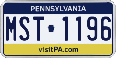 PA license plate MST1196