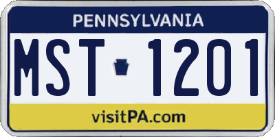 PA license plate MST1201