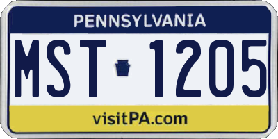 PA license plate MST1205