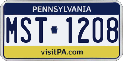 PA license plate MST1208
