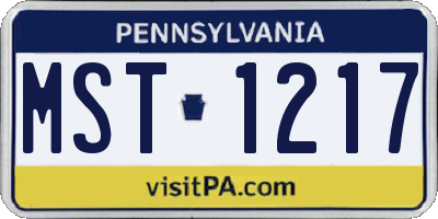 PA license plate MST1217