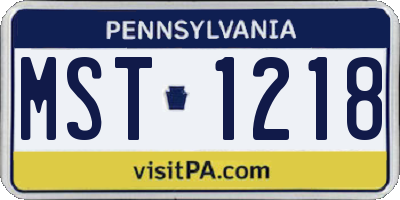 PA license plate MST1218