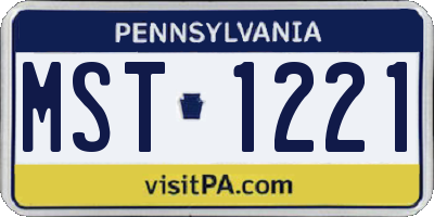 PA license plate MST1221