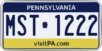 PA license plate MST1222
