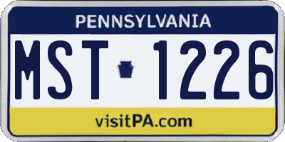 PA license plate MST1226