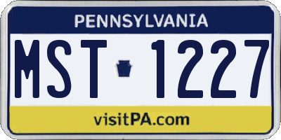 PA license plate MST1227