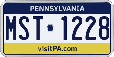 PA license plate MST1228