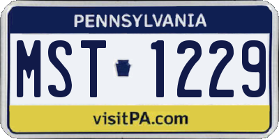 PA license plate MST1229