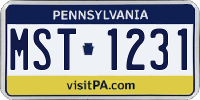 PA license plate MST1231