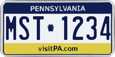 PA license plate MST1234