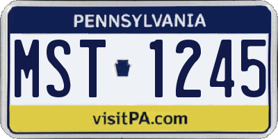 PA license plate MST1245