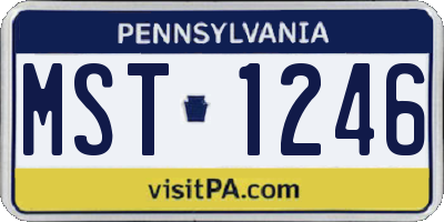 PA license plate MST1246