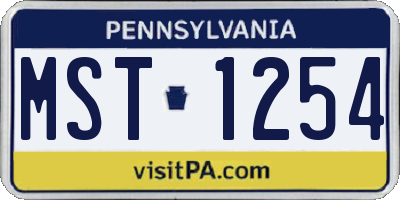 PA license plate MST1254