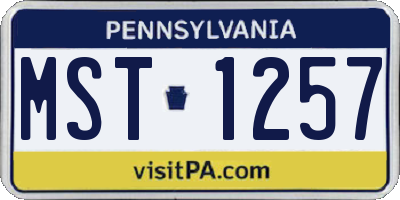 PA license plate MST1257