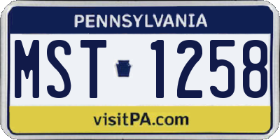 PA license plate MST1258