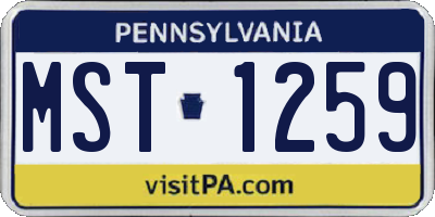 PA license plate MST1259