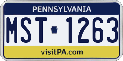 PA license plate MST1263