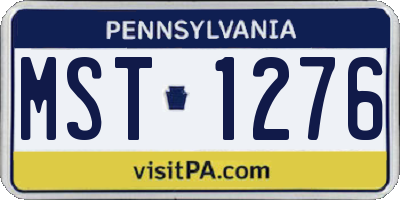PA license plate MST1276