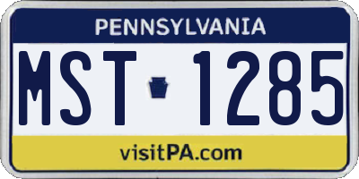 PA license plate MST1285