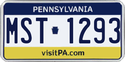 PA license plate MST1293