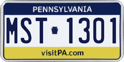 PA license plate MST1301