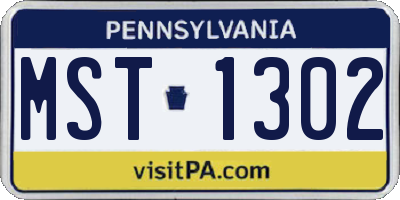 PA license plate MST1302