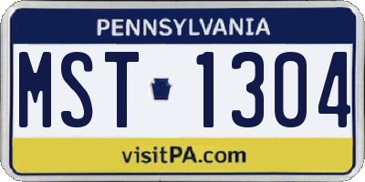 PA license plate MST1304