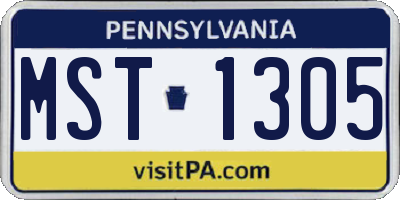 PA license plate MST1305
