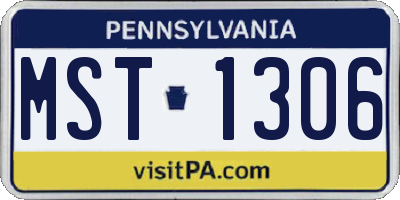 PA license plate MST1306