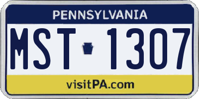 PA license plate MST1307