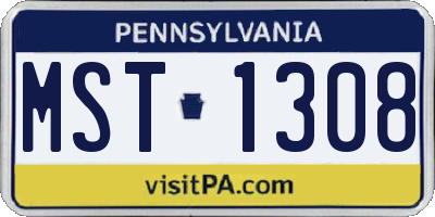 PA license plate MST1308
