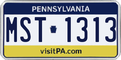 PA license plate MST1313