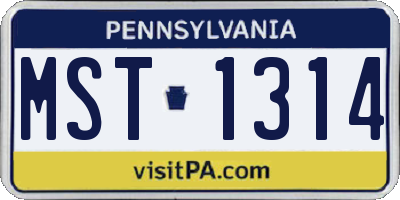 PA license plate MST1314