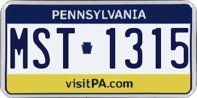 PA license plate MST1315