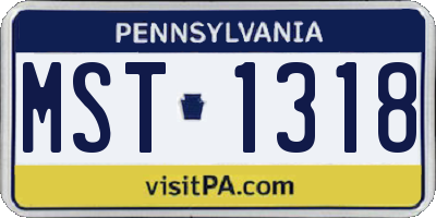 PA license plate MST1318