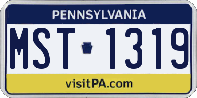 PA license plate MST1319