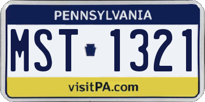 PA license plate MST1321