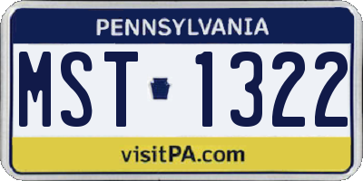 PA license plate MST1322