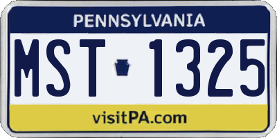 PA license plate MST1325