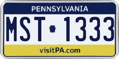 PA license plate MST1333