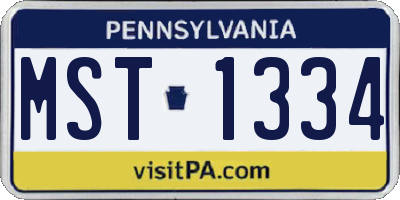 PA license plate MST1334