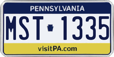 PA license plate MST1335