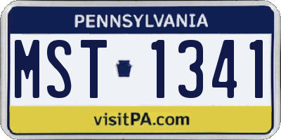 PA license plate MST1341