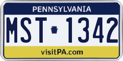 PA license plate MST1342