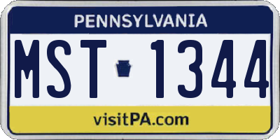 PA license plate MST1344