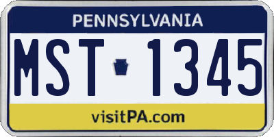 PA license plate MST1345