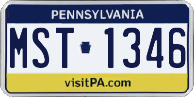 PA license plate MST1346