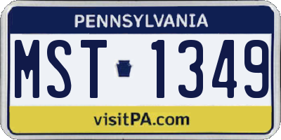 PA license plate MST1349