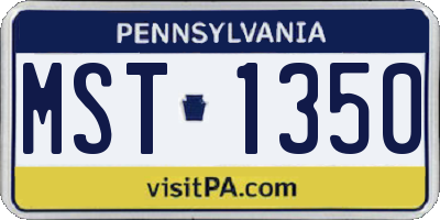 PA license plate MST1350